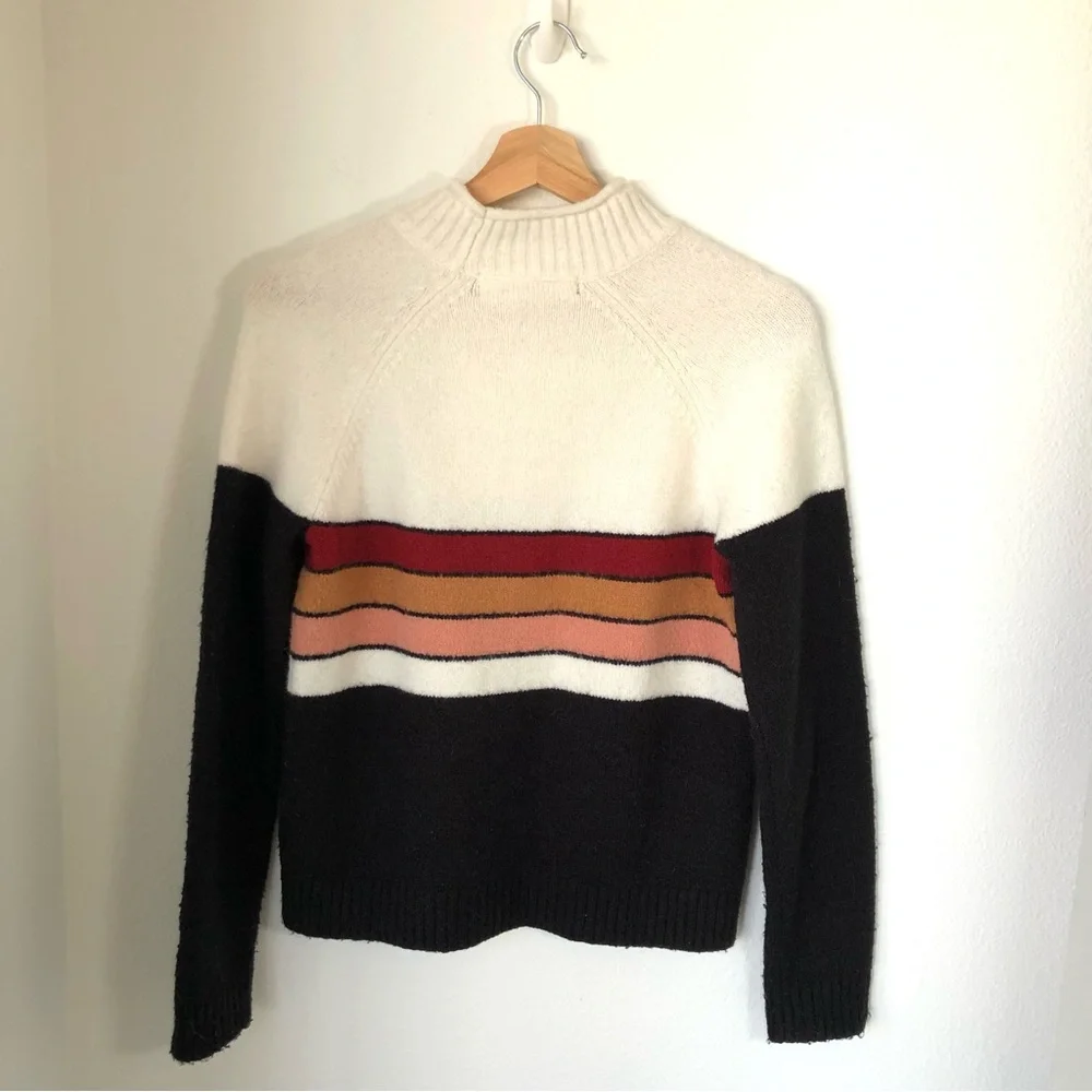 Saltwater Luxe Jane Sweater XS Colorblock Striped Mock Neck Knit